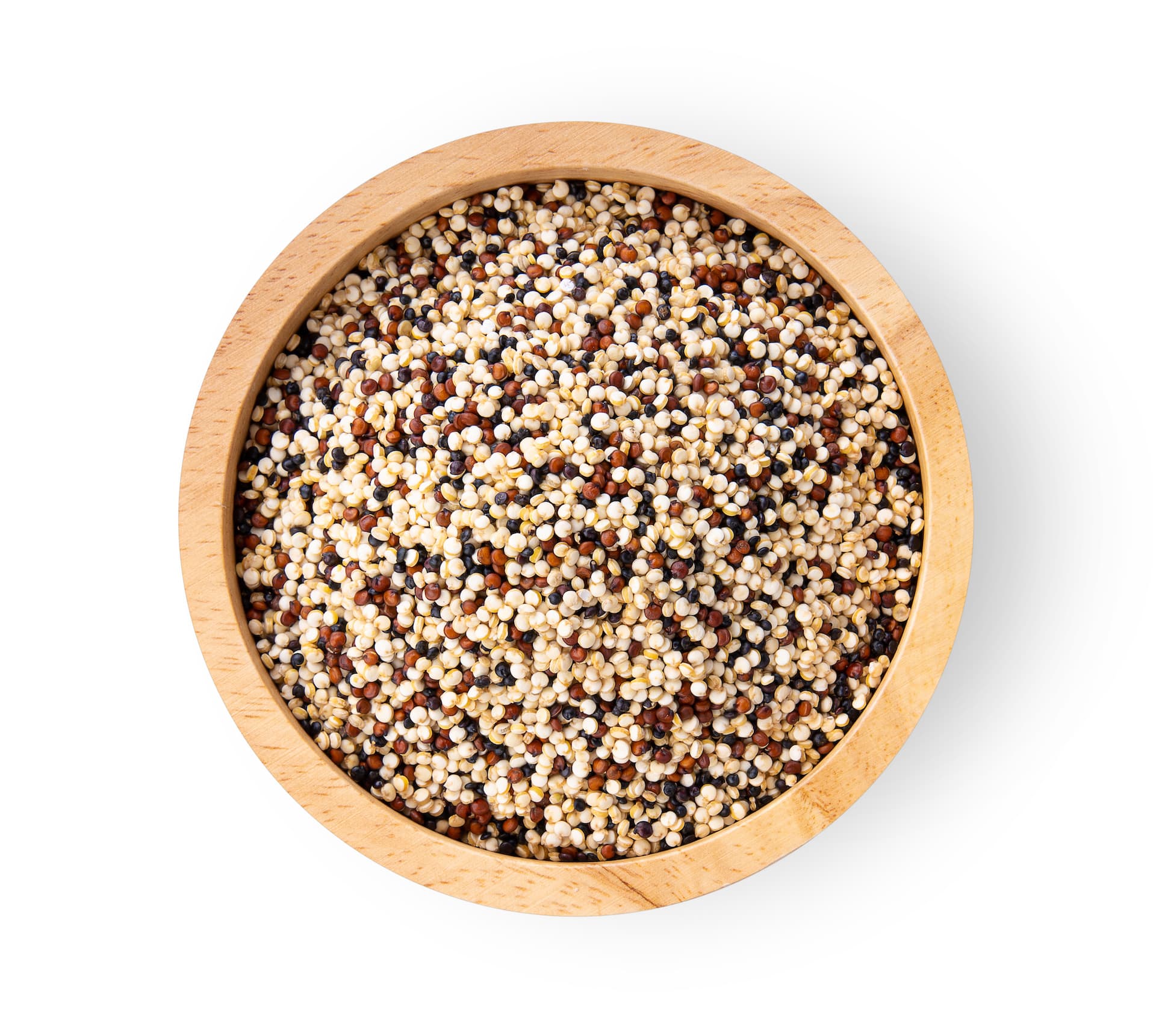 foto di ciotola con quinoa bianca, rossa e nera